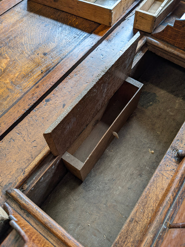 Antique 17th Century Oak Country Made Stuart Period Bureau Desk Circa 1690