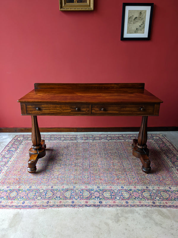 Antique Mid 19th Century Mahogany Library Table / Console Table / Desk By Tudor & Burrey
