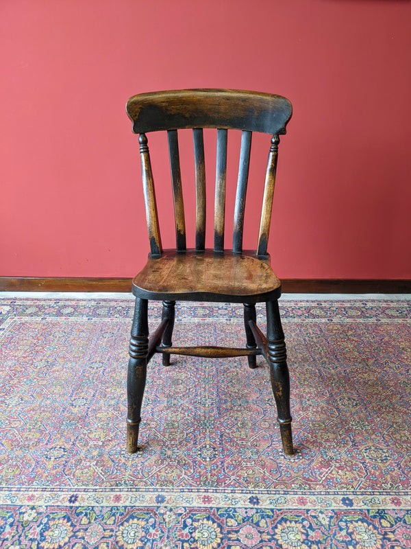 Pair of Victorian Country Farmhouse Slat Back Windsor Chairs