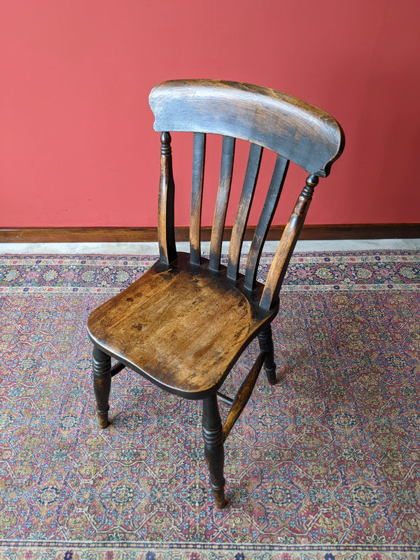 Pair of Victorian Country Farmhouse Slat Back Windsor Chairs