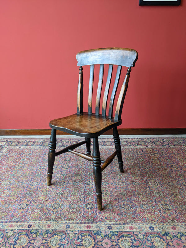 Pair of Victorian Country Farmhouse Slat Back Windsor Chairs