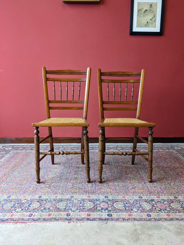 Pair of Victorian Cane Seat Country Chairs