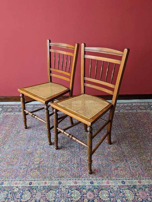 Pair of Victorian Cane Seat Country Chairs