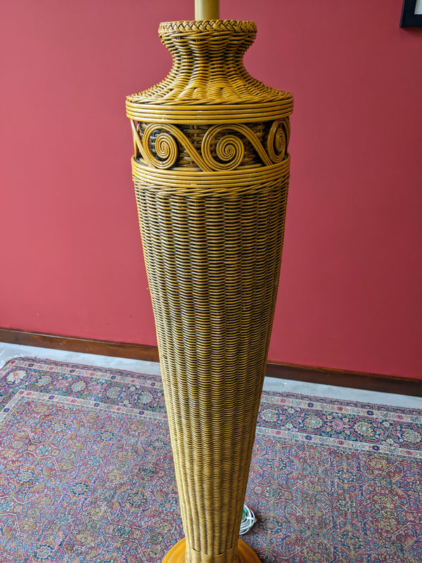 Mid Century Modern Cane Floor Standing Lamp