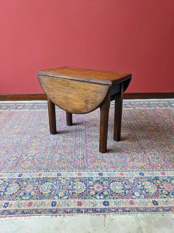 Small Antique Drop Leaf Oak Swivel Top Coffee Table