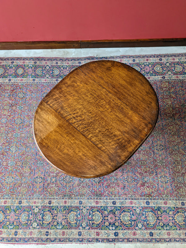 Small Antique Drop Leaf Oak Swivel Top Coffee Table
