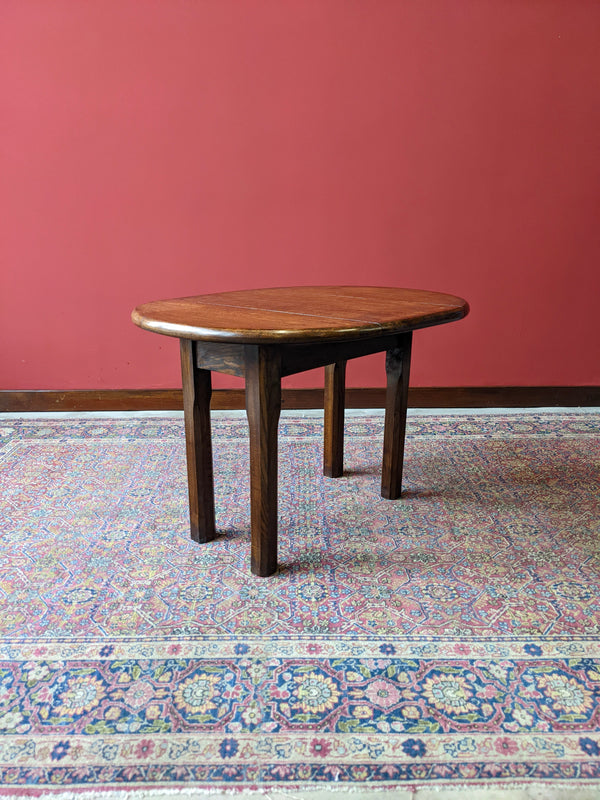 Small Antique Drop Leaf Oak Swivel Top Coffee Table