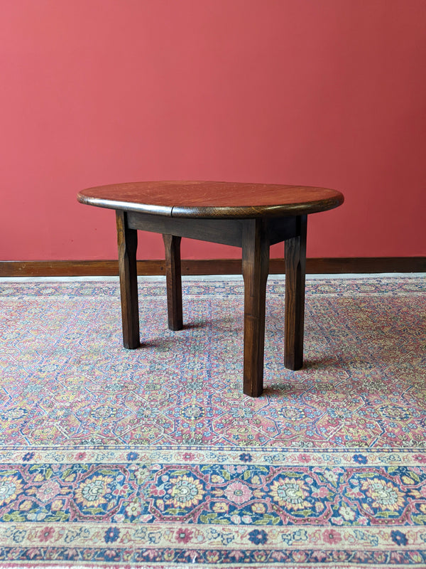 Small Antique Drop Leaf Oak Swivel Top Coffee Table