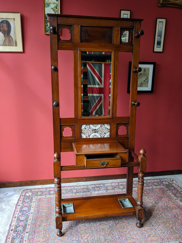 Antique Arts & Crafts Oak Hall Stand / Coat Stand