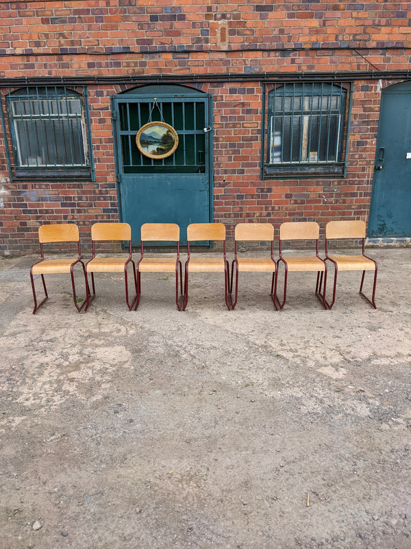 Set of 7 Mid Century Welsh Made Stacking Dining Chairs