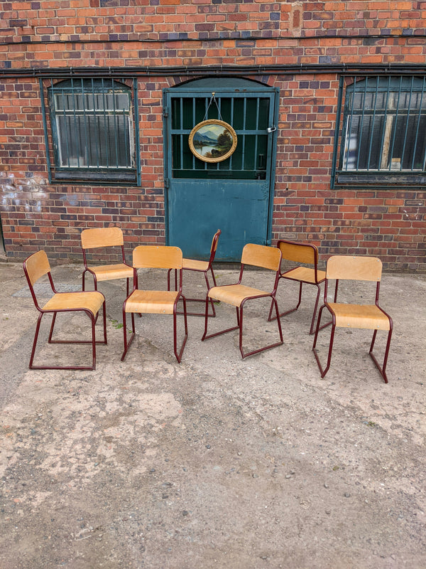 Set of 7 Mid Century Welsh Made Stacking Dining Chairs