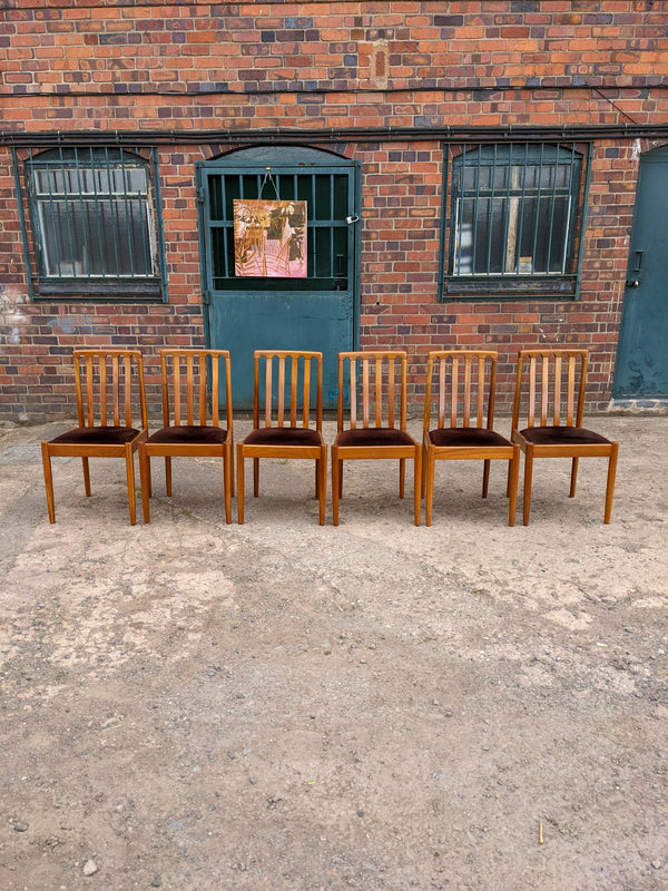 Mid Century Modern Set of 6 Meredew Teak Dining Chairs