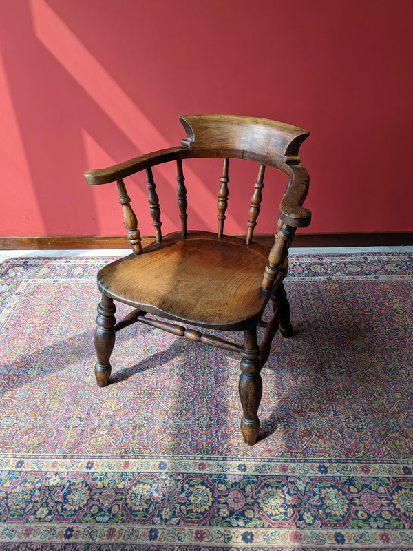 Antique Victorian Elm Captains Chair / Desk Chair