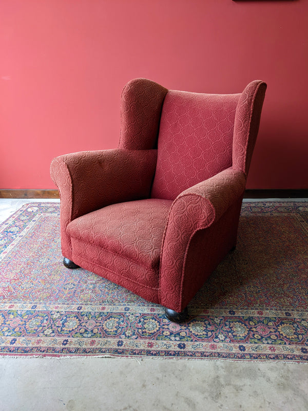 Antique Victorian Low Seated Wingback Armchair