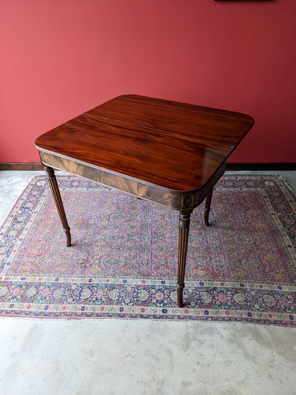 Antique Victorian Mahogany Fold Over Tea Table / Games Table / Console Table