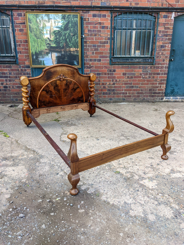 Antique Victorian Walnut Double Bed