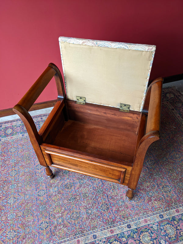 Antique Mahogany Deep Piano Stool / Storage Stool