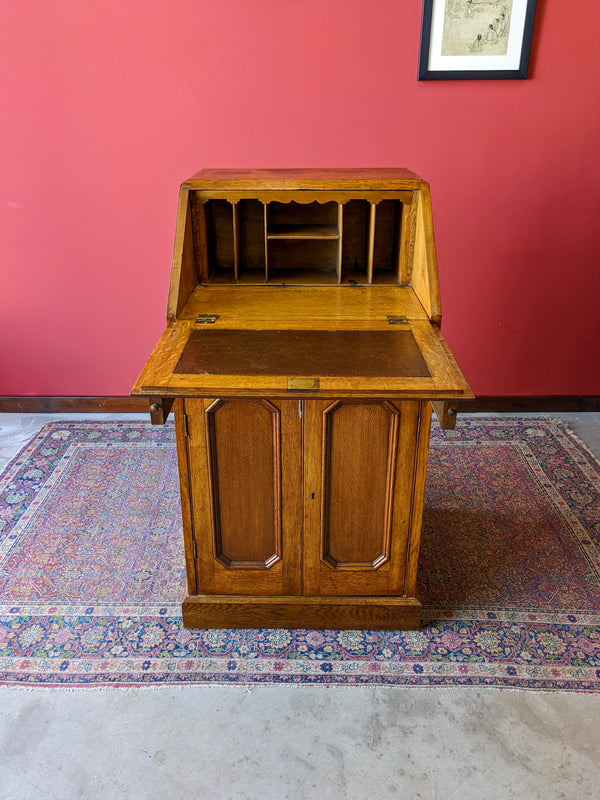 Antique Art Deco Fall Front Golden Oak Bureau Desk