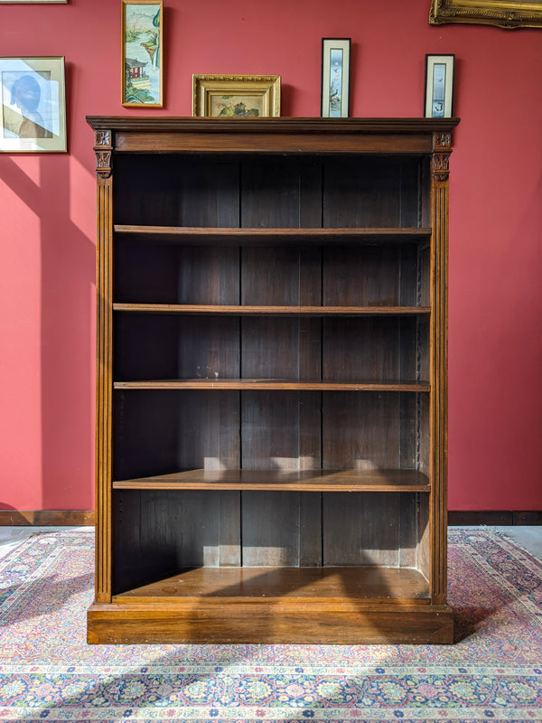 Large Antique Walnut Open Bookcase