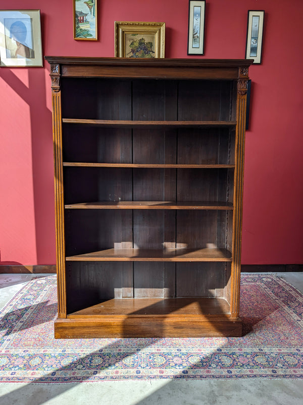 Large Antique Walnut Open Bookcase