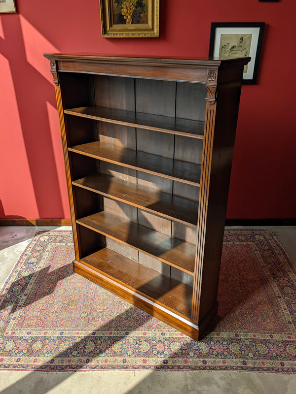 Large Antique Walnut Open Bookcase