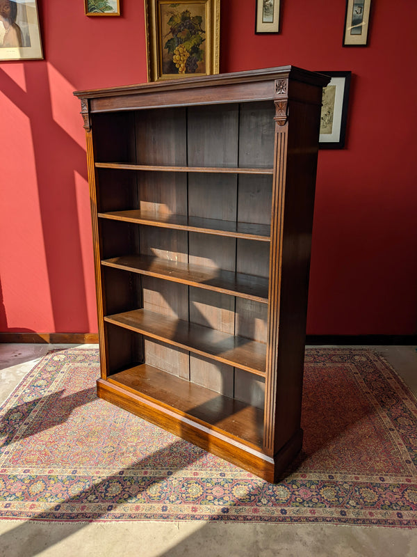Large Antique Walnut Open Bookcase