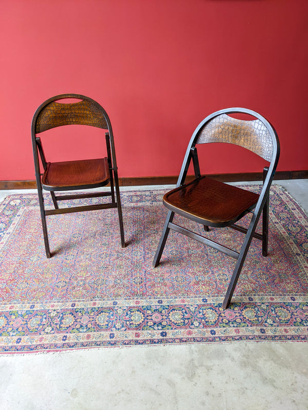 Pair of Antique Thonet Folding Bentwood Chairs