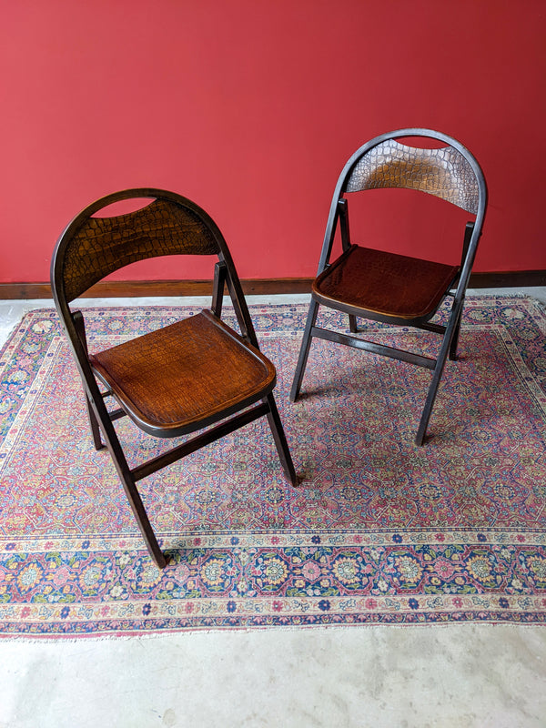 Pair of Antique Thonet Folding Bentwood Chairs