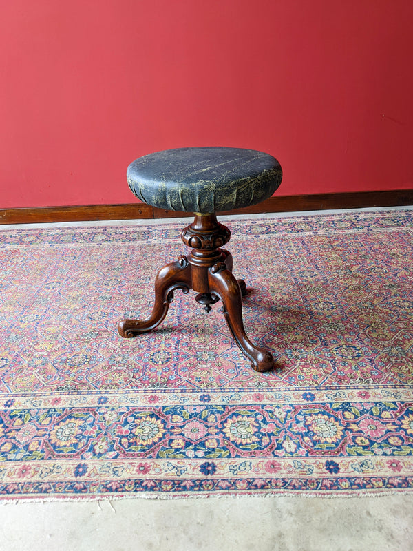 Antique 19th Century Mahogany Circular Piano Stool