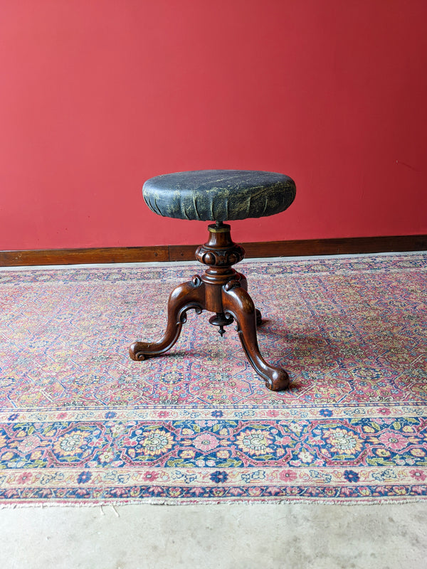 Antique 19th Century Mahogany Circular Piano Stool