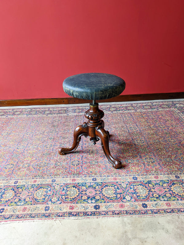 Antique 19th Century Mahogany Circular Piano Stool