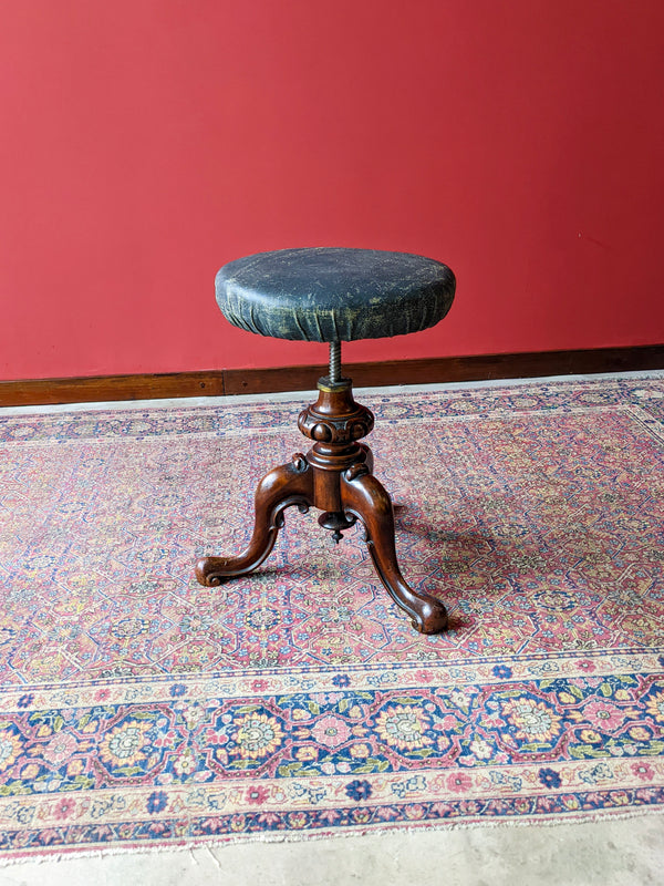 Antique 19th Century Mahogany Circular Piano Stool