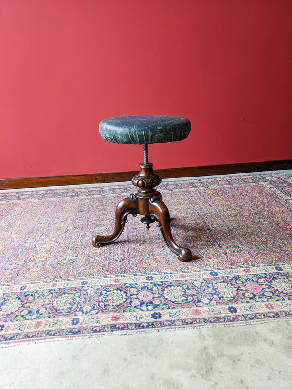 Antique 19th Century Mahogany Circular Piano Stool