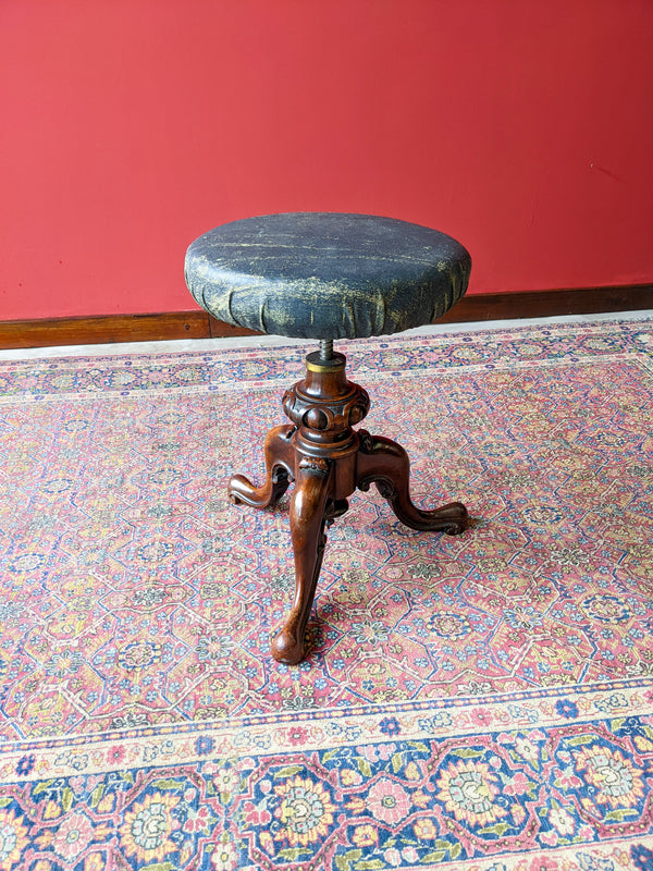 Antique 19th Century Mahogany Circular Piano Stool