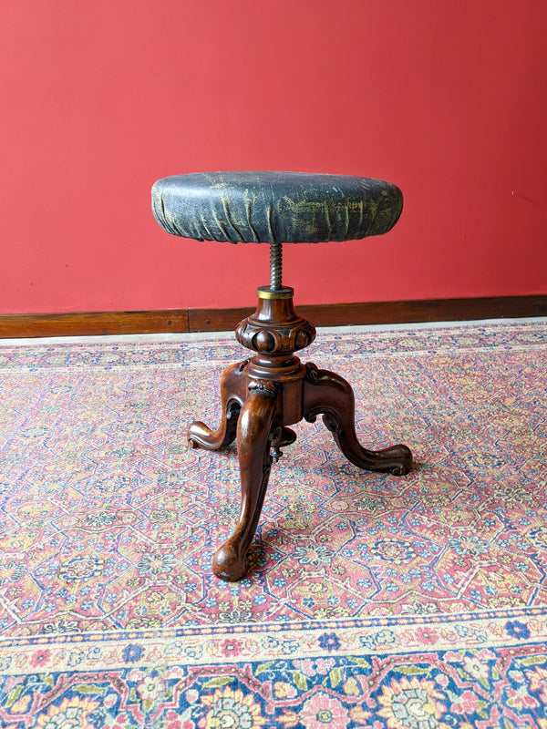 Antique 19th Century Mahogany Circular Piano Stool