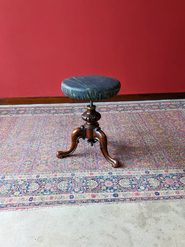 Antique 19th Century Mahogany Circular Piano Stool