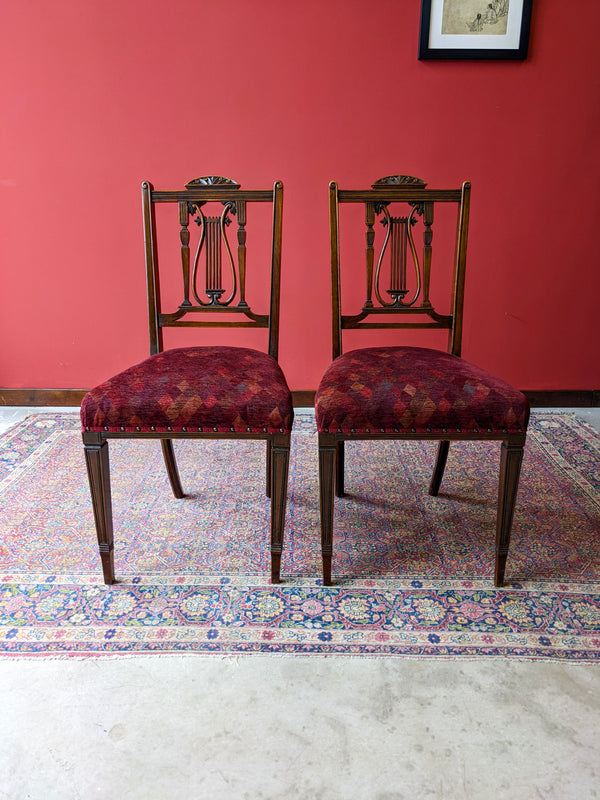 Pair of Victorian Upholstered Mahogany Parlour Chairs / Drawing Room Chairs