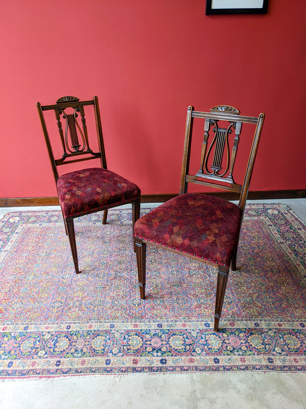 Pair of Victorian Upholstered Mahogany Parlour Chairs / Drawing Room Chairs