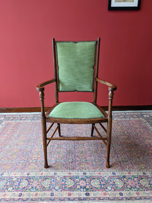 Antique Arts & Crafts Oak Upholstered Side Chair