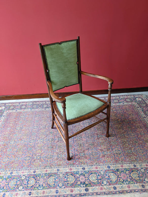 Antique Arts & Crafts Oak Upholstered Side Chair