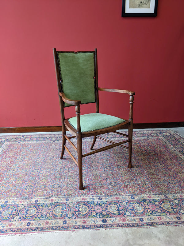 Antique Arts & Crafts Oak Upholstered Side Chair