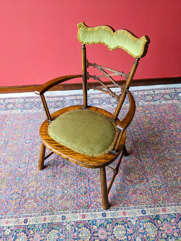 Antique Oak Diminutive Arts & Crafts Elbow Chair Circa 1900