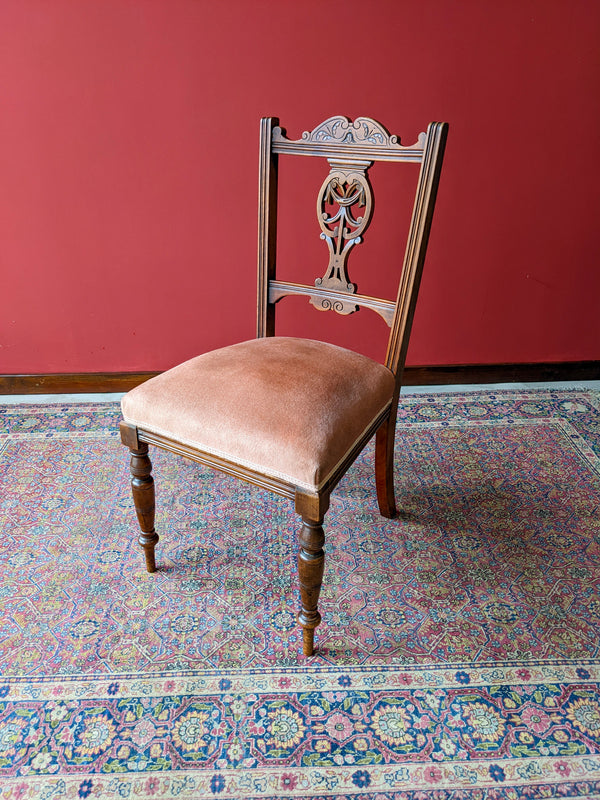 Pair Of Antique Victorian Upholstered Mahogany Parlour Chairs / Drawing Room Chairs