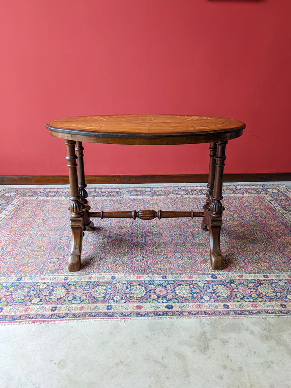 Antique Victorian Inlaid Oval Walnut Occasional Table