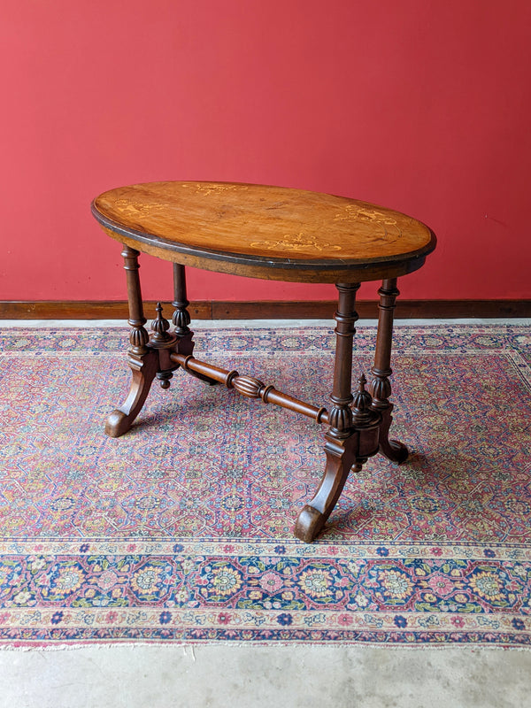 Antique Victorian Inlaid Oval Walnut Occasional Table