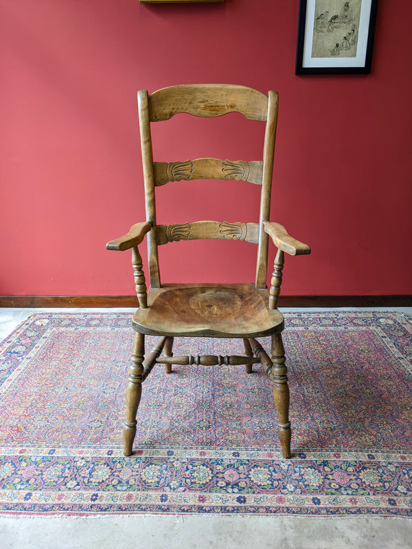 Antique 19th Century Carved Beech Windsor Chair