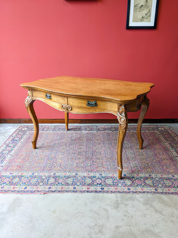 Antique Victorian Golden Oak Partners Desk / Centre Table