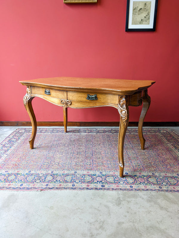 Antique Victorian Golden Oak Partners Desk / Centre Table