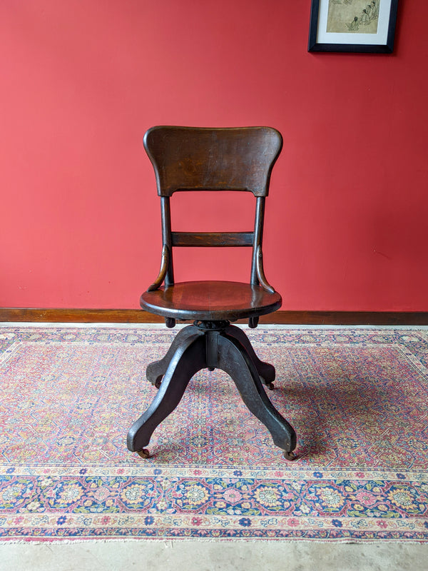 Rare Antique Bentwood Swivel Desk Chair / Office Chair