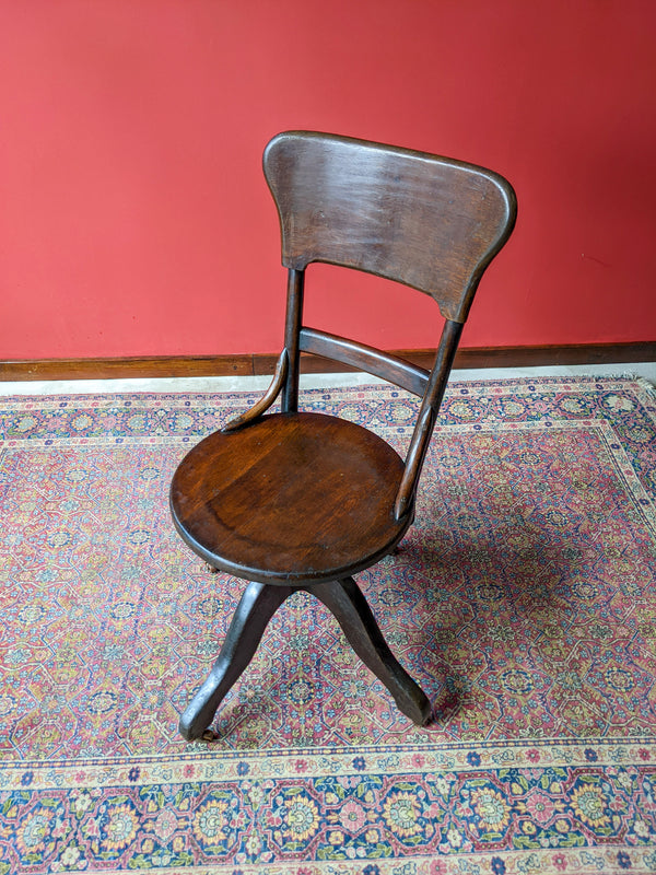 Rare Antique Bentwood Swivel Desk Chair / Office Chair